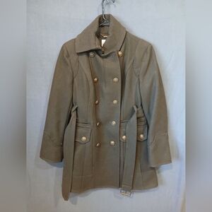 Worthington Olive Pea Coat Womens XS Gold Buttons